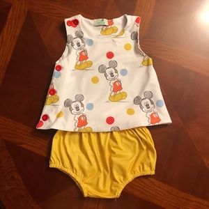 NWOT Sassy Stitches. Mickey Mouse Diaper Cover Set. 12M.